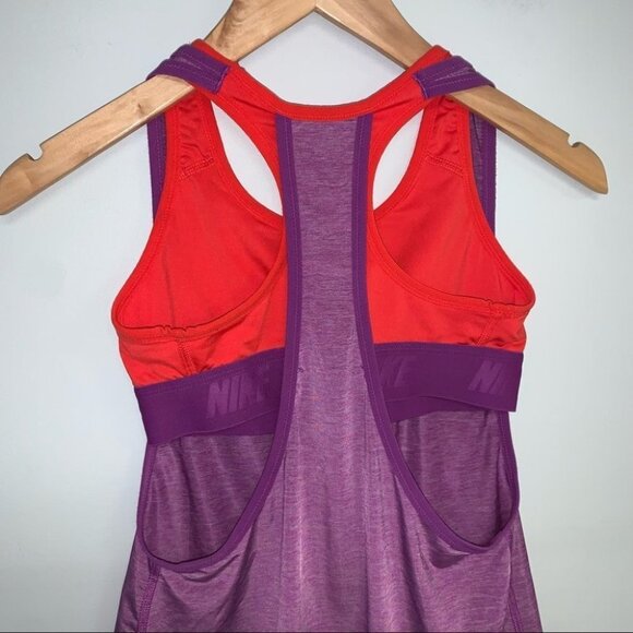 Nike Pro Tank Top Size Extra Small XS Red Purple Loose Training Inside 2-In-1 - Picture 6 of 10